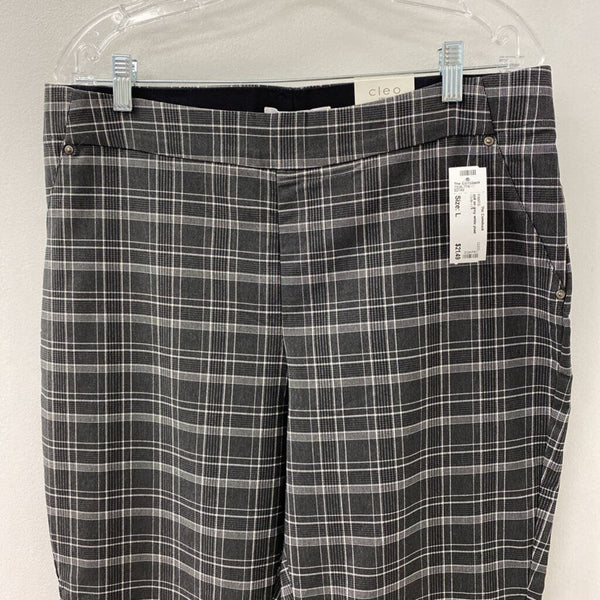 CLEO WOMEN'S PANTS grey white plaid L