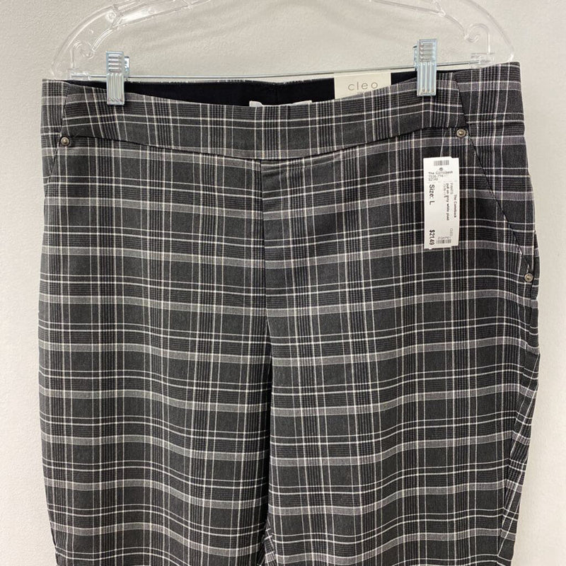 CLEO WOMEN'S PANTS grey white plaid L