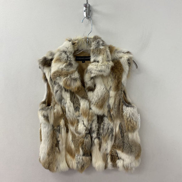 ADRIENNE LANDAU WOMEN'S VESTS OUTERWEAR white tan grey mix S