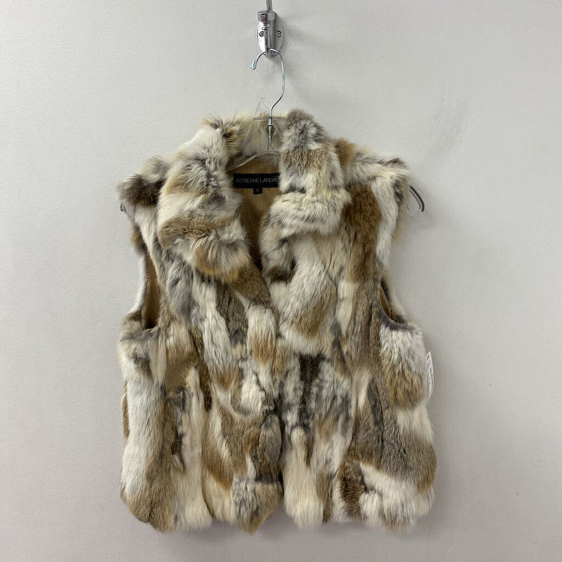 ADRIENNE LANDAU WOMEN'S VESTS OUTERWEAR white tan grey mix S