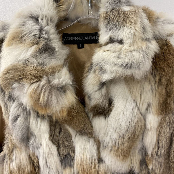 ADRIENNE LANDAU WOMEN'S VESTS OUTERWEAR white tan grey mix S