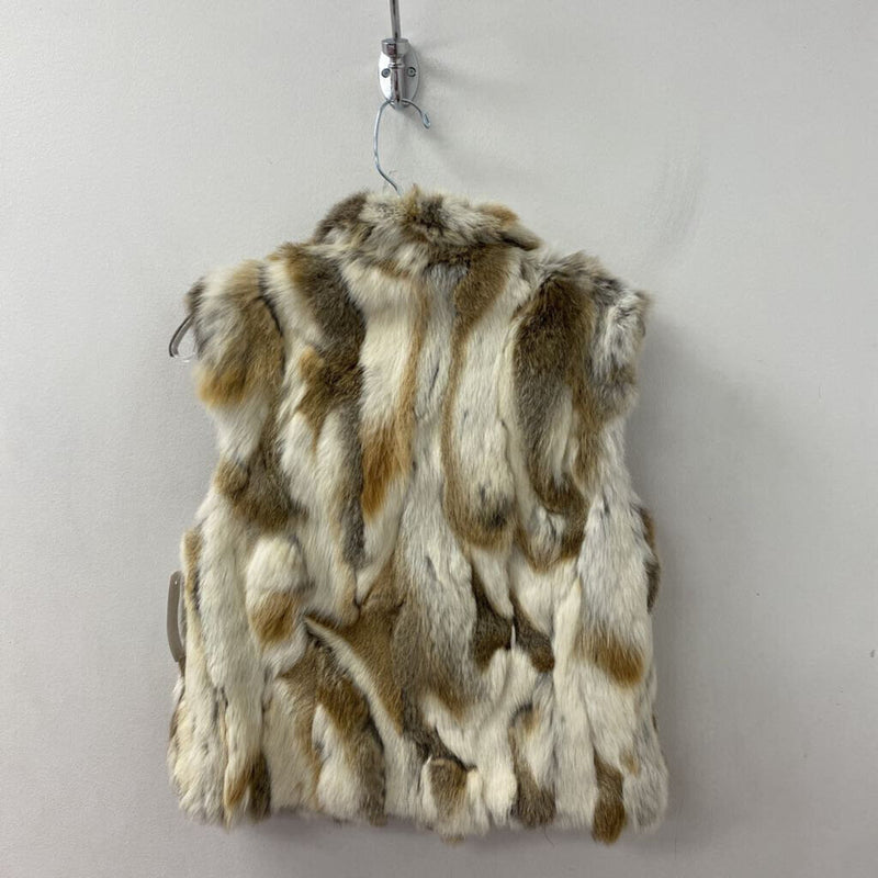 ADRIENNE LANDAU WOMEN'S VESTS OUTERWEAR white tan grey mix S