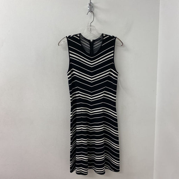PINK TARTAN WOMEN'S DRESS black white stripe S