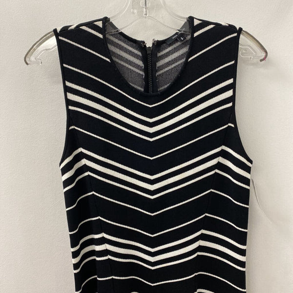 PINK TARTAN WOMEN'S DRESS black white stripe S