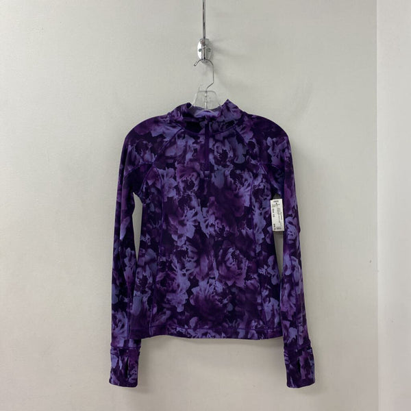 ATHLETA WOMEN'S ACTIVE TOP purple floral & stripe XS