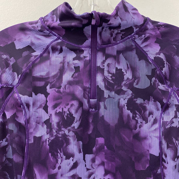 ATHLETA WOMEN'S ACTIVE TOP purple floral & stripe XS