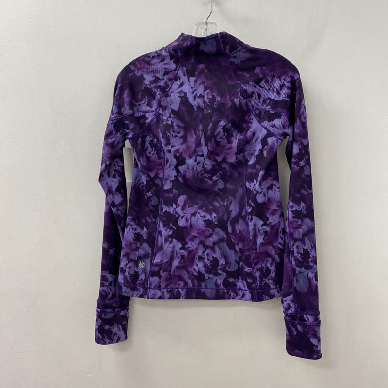 ATHLETA WOMEN'S ACTIVE TOP purple floral & stripe XS
