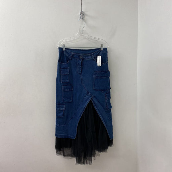 RUNDHOLZ WOMEN'S SKIRT blue black mix S