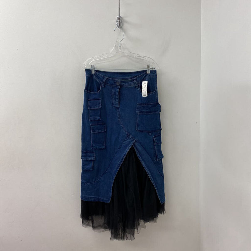 RUNDHOLZ WOMEN'S SKIRT blue black mix S