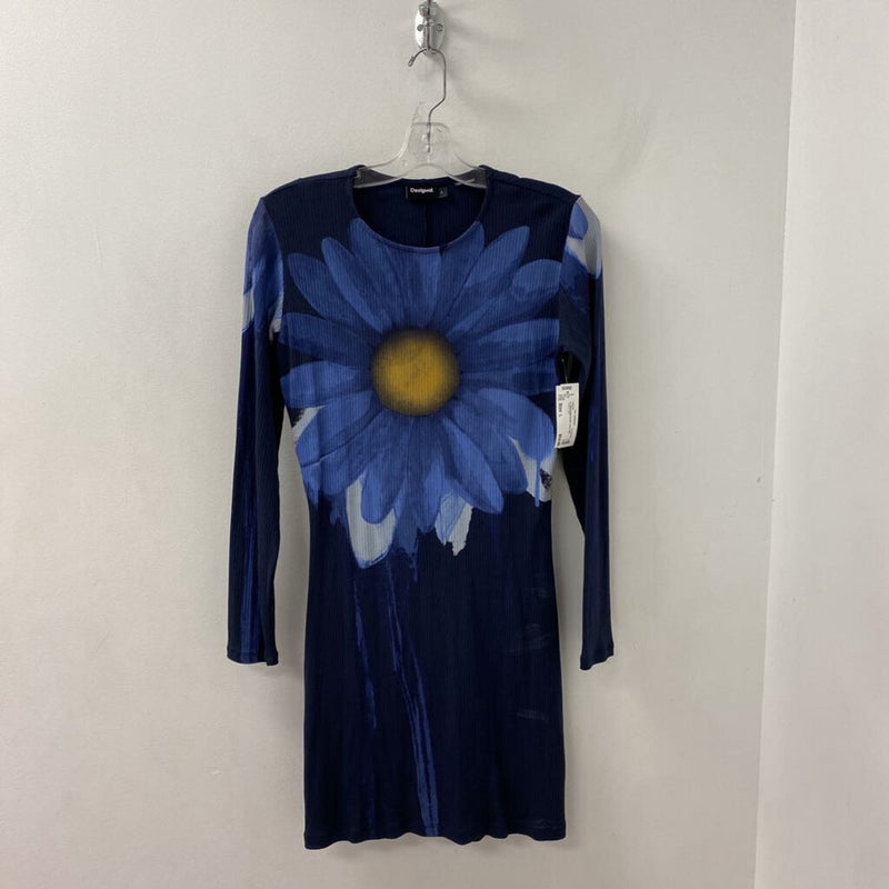 DESIGUAL WOMEN'S DRESS navy blue yellow mix L