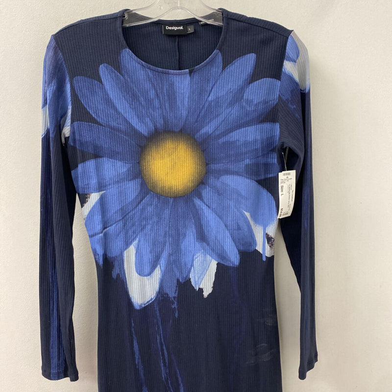 DESIGUAL WOMEN'S DRESS navy blue yellow mix L