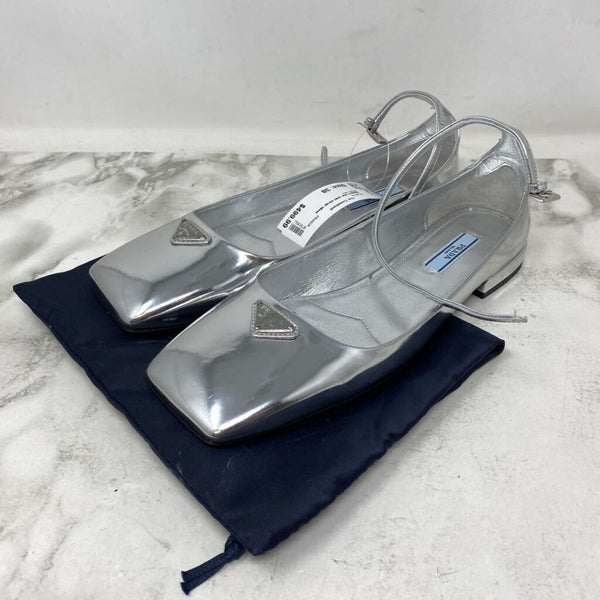 PRADA WOMEN'S FLATS silver 38