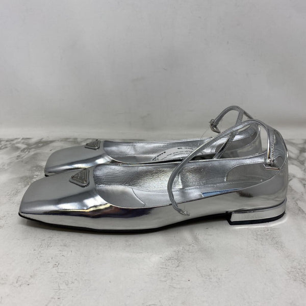 PRADA WOMEN'S FLATS silver 38