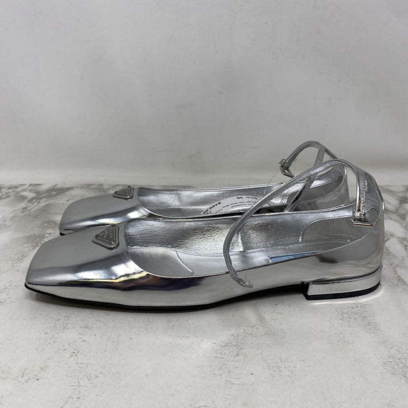 PRADA WOMEN'S FLATS silver 38