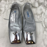 PRADA WOMEN'S FLATS silver 38