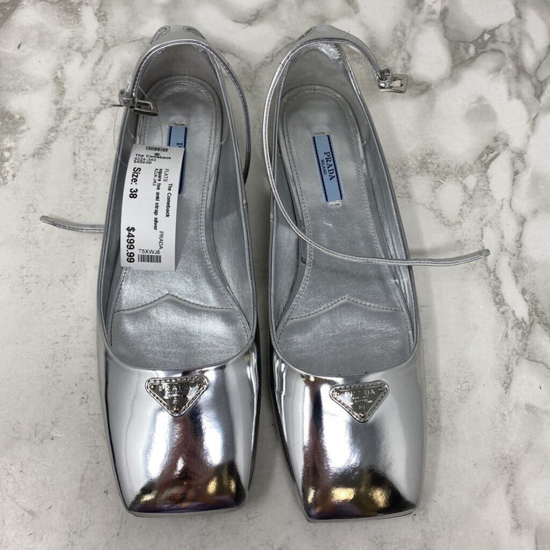 PRADA WOMEN'S FLATS silver 38