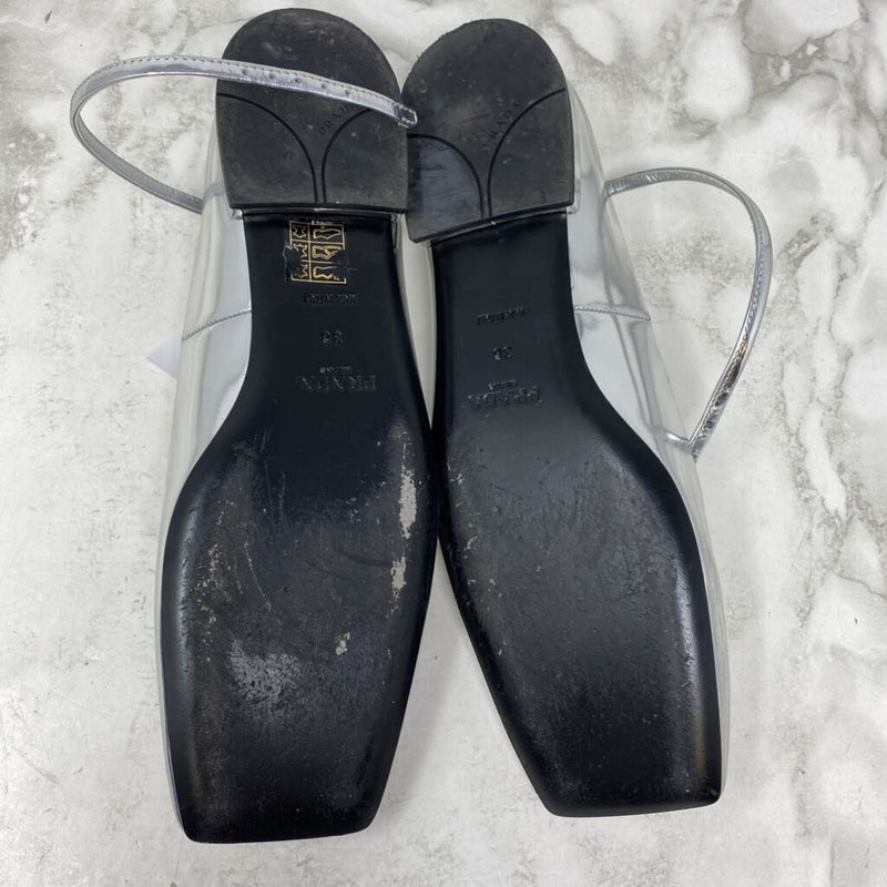 PRADA WOMEN'S FLATS silver 38
