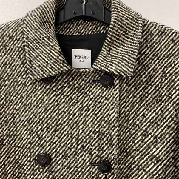 CINZIA ROCCA WOMEN'S COAT black cream mix 12