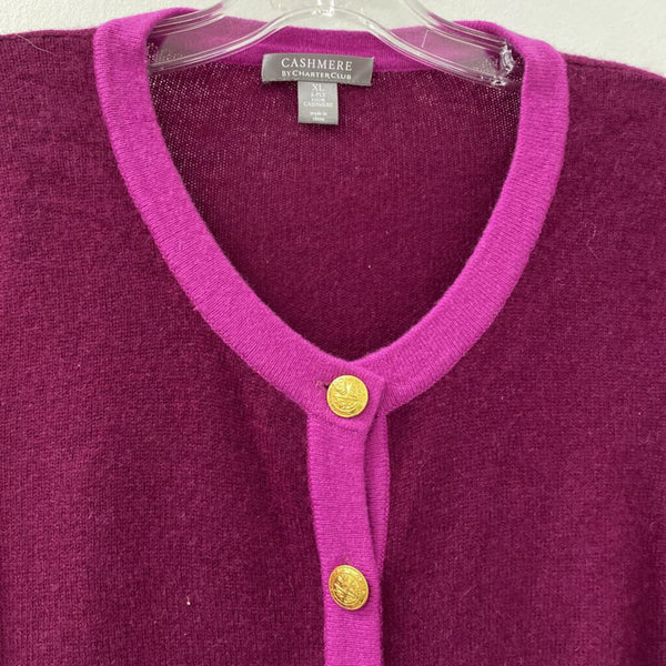 CHARTER CLUB WOMEN'S CASHMERE burgundy pink mix XL