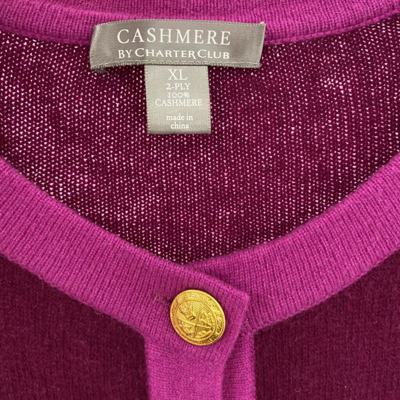 CHARTER CLUB WOMEN'S CASHMERE burgundy pink mix XL