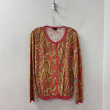 TALBOTS WOMEN'S CARDIGAN pink tan yellow mix L