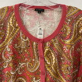 TALBOTS WOMEN'S CARDIGAN pink tan yellow mix L