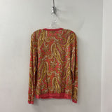 TALBOTS WOMEN'S CARDIGAN pink tan yellow mix L