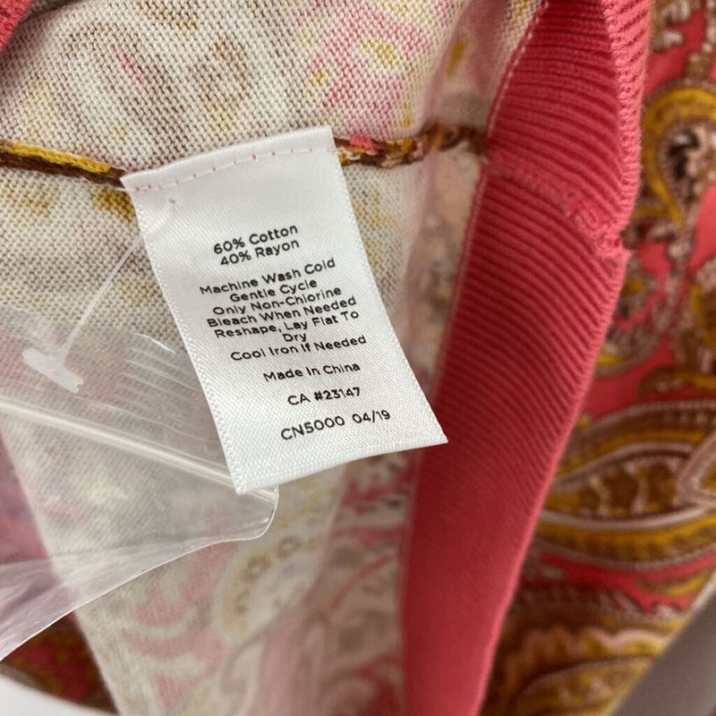 TALBOTS WOMEN'S CARDIGAN pink tan yellow mix L