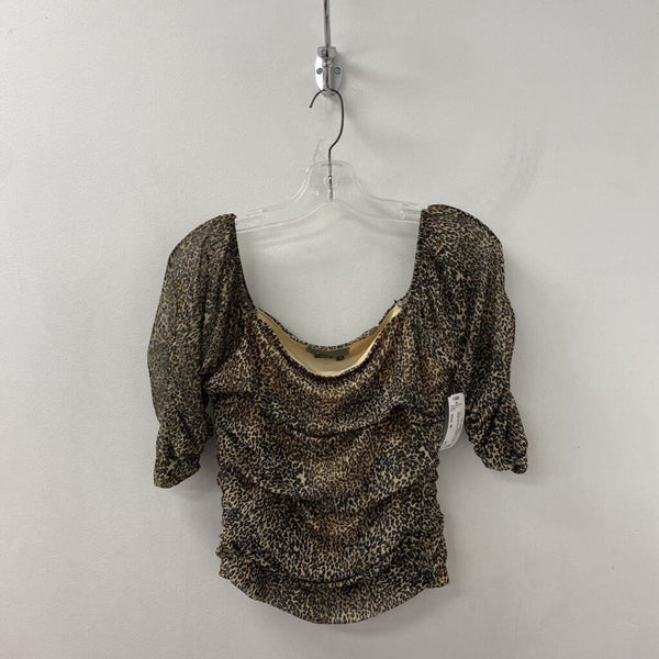 ANTHROPOLOGIE WOMEN'S TOP black tan mix M