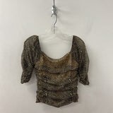 ANTHROPOLOGIE WOMEN'S TOP black tan mix M