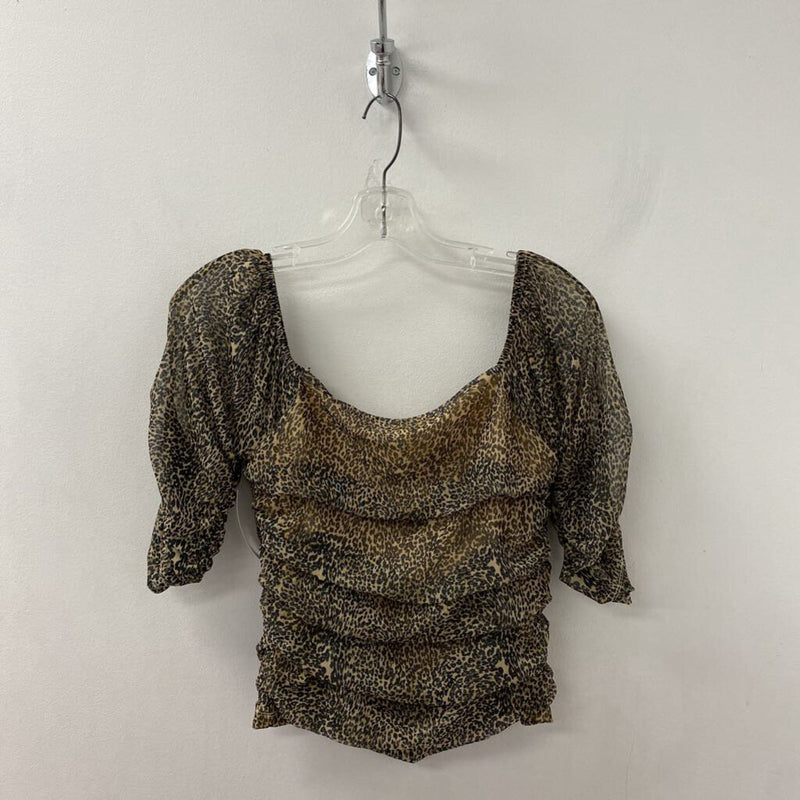 ANTHROPOLOGIE WOMEN'S TOP black tan mix M