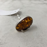 925 WOMEN'S RING silver amber 8
