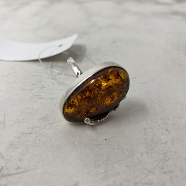 925 WOMEN'S RING silver amber 8
