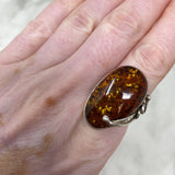925 WOMEN'S RING silver amber 8