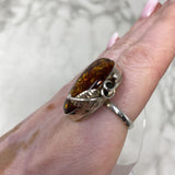 925 WOMEN'S RING silver amber 8