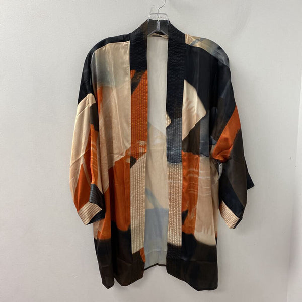 SOFT SURROUNDINGS WOMEN'S BLOUSE/SHIRT black tan print S/M