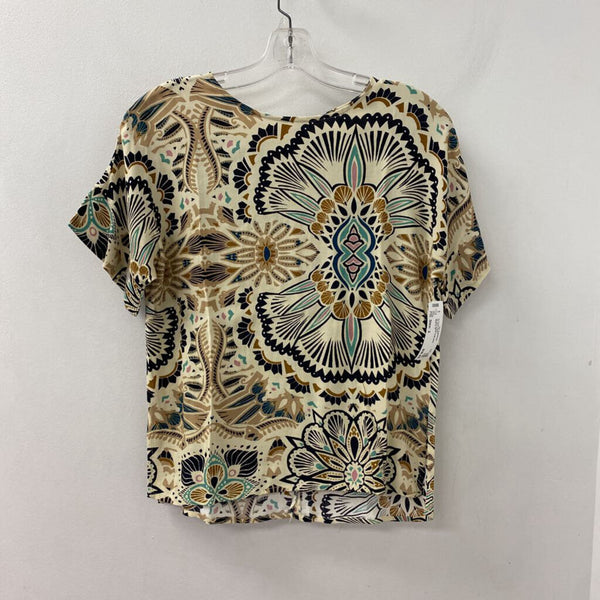 H&M WOMEN'S BLOUSE/SHIRT cream multi print 2