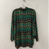 JOSEPH RIBKOFF WOMEN'S PLUS TOP green tan geo print 20