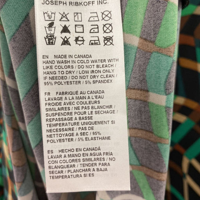 JOSEPH RIBKOFF WOMEN'S PLUS TOP green tan geo print 20