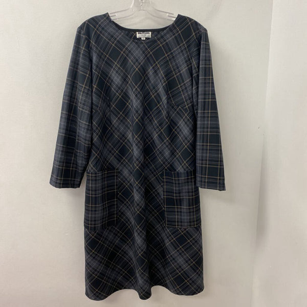 MOTION WOMEN'S DRESS grey plaid L