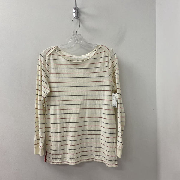 UNIQLO WOMEN'S T-SHIRT cream black red stripe S