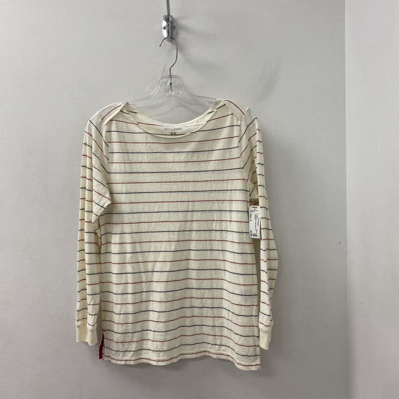 UNIQLO WOMEN'S T-SHIRT cream black red stripe S