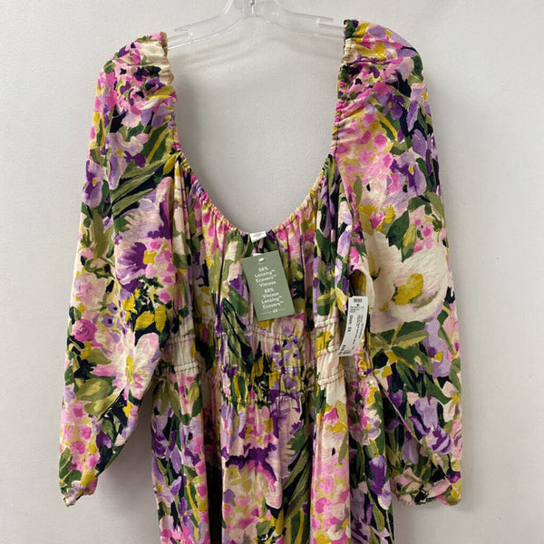 H&M WOMEN'S DRESS pink green multi mix 3X