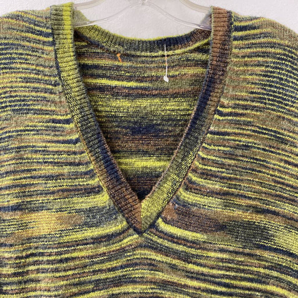 WOMEN'S DRESS green brown stripe L