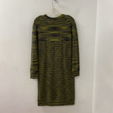 WOMEN'S DRESS green brown stripe L