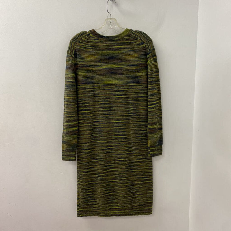 WOMEN'S DRESS green brown stripe L