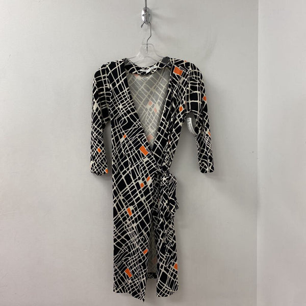 DIANE von FURSTENBERG WOMEN'S DRESS black cream coral 6