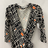 DIANE von FURSTENBERG WOMEN'S DRESS black cream coral 6