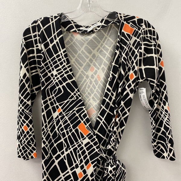 DIANE von FURSTENBERG WOMEN'S DRESS black cream coral 6
