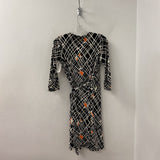 DIANE von FURSTENBERG WOMEN'S DRESS black cream coral 6